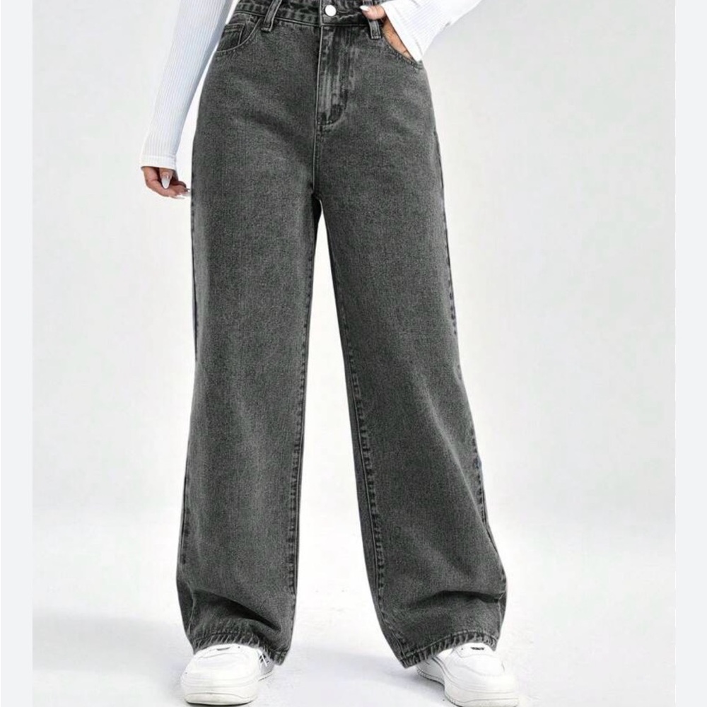SHEIN EZwear Women Loose Wide Leg Jeans With Pockets For Daily Casual